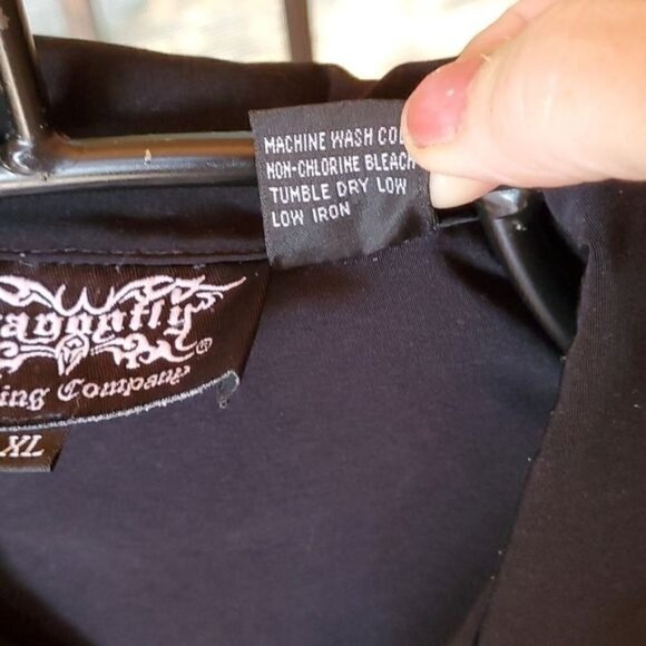 Dragonfly Clothing Co. Fire Eagle‎ Skull Motor Buttondown Short Slv Sz XL Shirt - Picture 4 of 12